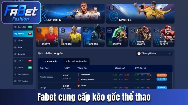 Fabet cung cấp kèo gốc thể thao không qua trung gian