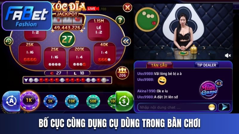 Bố cục cùng dụng cụ dùng trong bàn chơi