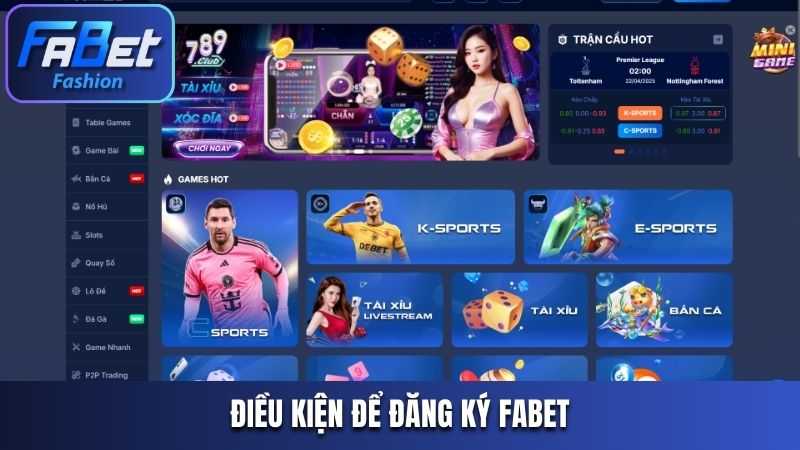 Điều kiện để đăng ký Fabet