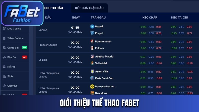 Giới thiệu thể thao Fabet