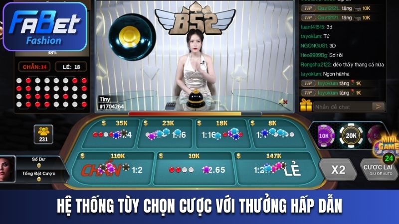 Hệ thống tùy chọn cược với thưởng hấp dẫn