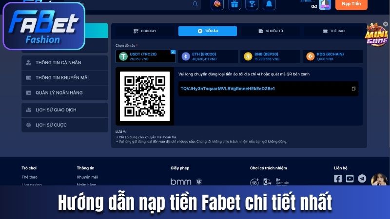 Hướng dẫn nạp tiền Fabet chi tiết nhất