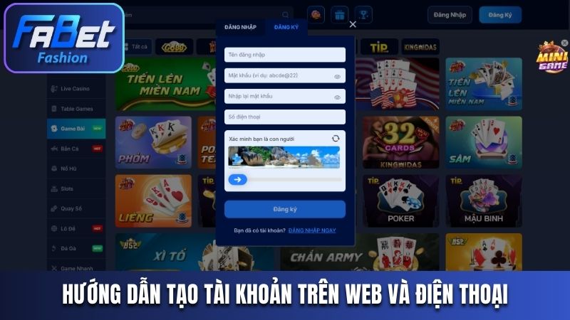 Hướng dẫn tạo tài khoản trên web và điện thoại