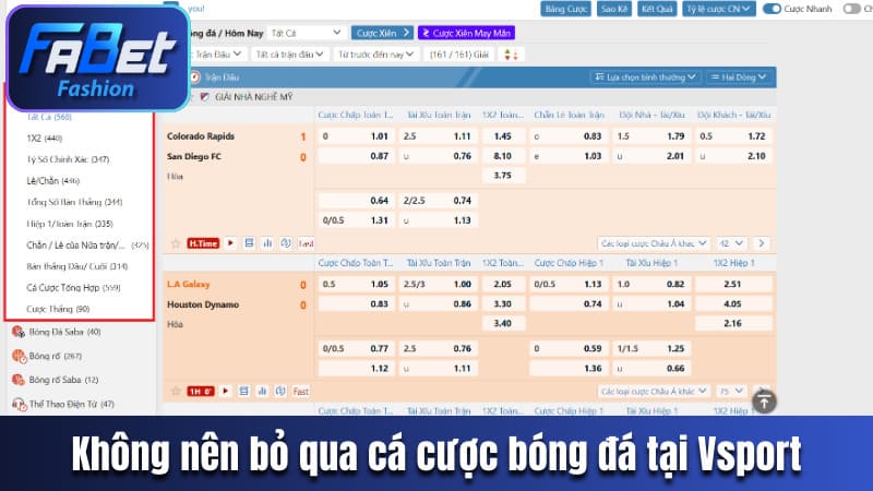 Không nên bỏ qua cá cược bóng đá tại Vsport