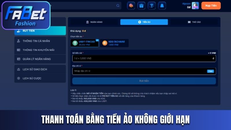 Thanh toán bằng tiền ảo không giới hạn