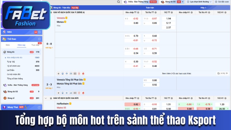 Tổng hợp bộ môn hot trên sảnh thể thao Ksport